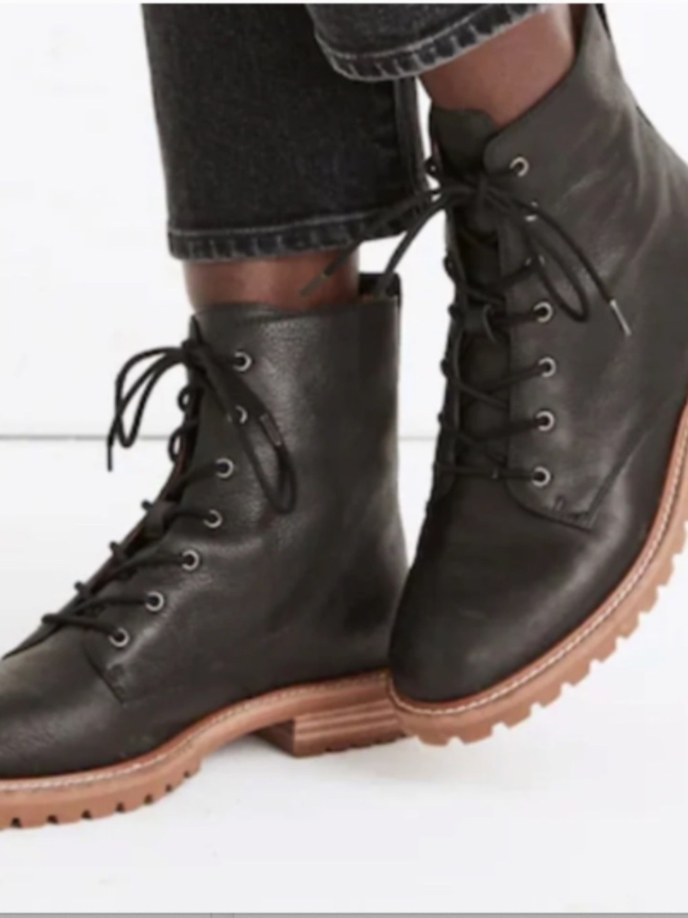 Madewell The Clair black lace up boots size 9